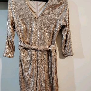 Gold Sequence Midi Dress