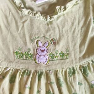 Pista Green Frock Set For 3 To 9 Months