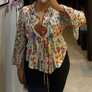 Peacock Cinched Shirt Jacket