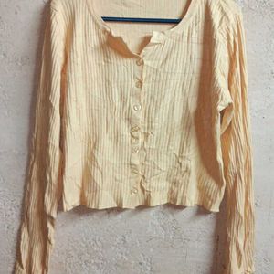 Trendy Ladies Crop Top Cardigan Ribbed Cream