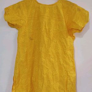 Chikankari Yellow Kurti 💛