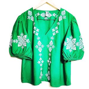 Green Embroidery Work Top Size-46