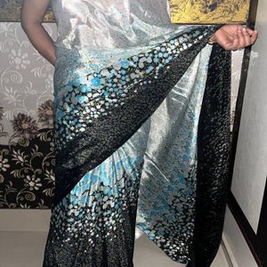 crepe saree in double colour