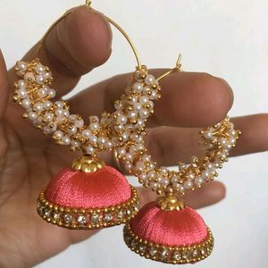 Silk Thread Ring Earrings