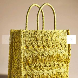 Rafia Boho Fringe Tote Bag