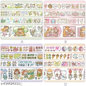 Kawaii Washi Tape Set: 4 rolls of colorful tap