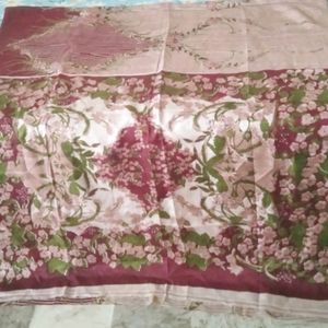 floral printed soft silk saree attached फॉल