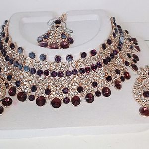 🎀💜Pretty Dark Purple Bridal Jewellery Set🌈🎀