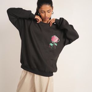 Rose Black Oversize Sweatshirt