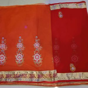 net Or Georgette  Half Saree