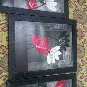 3pc Set Of Flora Paintings Without Glass