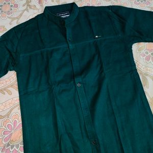 Bottle Green Shirt | Mandarian Collar |Slim Fit