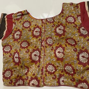 Boat Neck Kalamkari Blouse