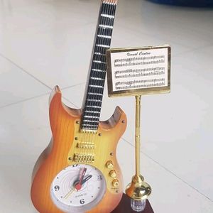 Guitar Clock With Pen Stand