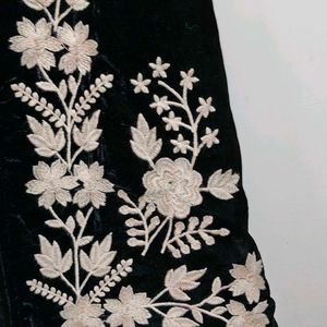 Velvet Embroidery Black Half Jacket