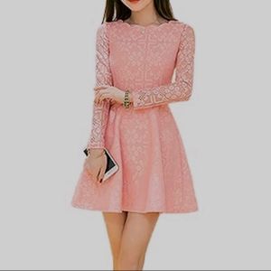 Korean pink lace dress