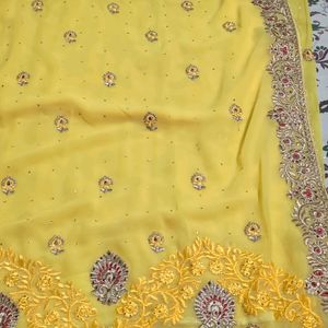 Yellow Work Saree