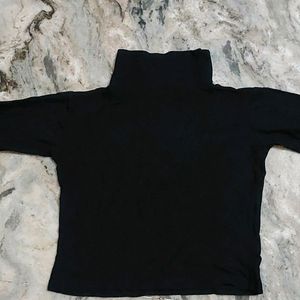 Black High Neck 3/4th Sleeves Tshirt