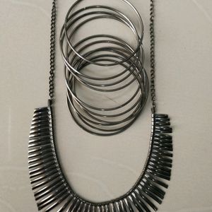 Black Metal Neckpiece And Bangles