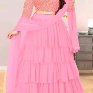 📢 Sale 📢 Sale 📢 Sale 📢 New Baby Pink Embroidered Semi Stitched Lehenga Choli