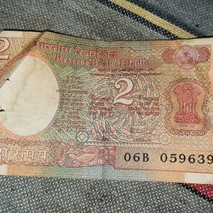 2 Rs Rare Satellite Note Signed By R.N. Malhotra