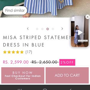 Alamode Label Blue Striped Dress