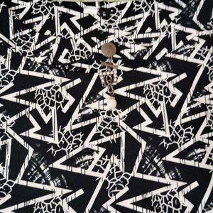 Black Abstract Print Top