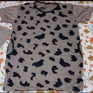 Brown Cheetah Print Graphic T-Shirt With Trouser