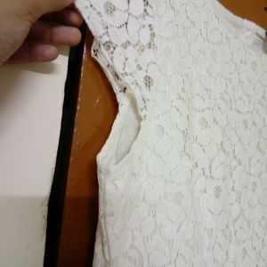 Off White Net Mini Party Dress