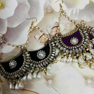 New Party Wear Earrings Colour Black & Purple