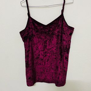 V Neck Velvet Cami Top For Women