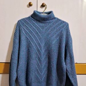 Soft Blue Turtle Neck Oversized Sweater