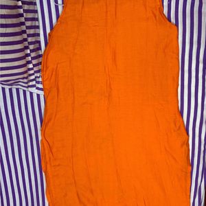 HANDWORK ORANGE SLEEVELESS KURTI