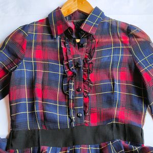 Korean Checked Ruffled Dress