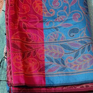 Katha Stitch Print Saree