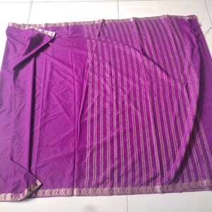 New Purple Satin Saree With Zari