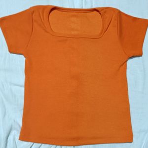 Orange Colour Cute Crop Top For Women