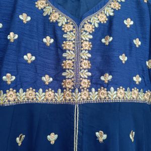 Astonishing Navy blue and Pink Anarkali kurta an