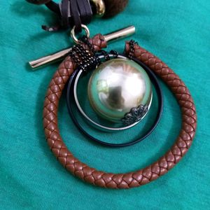 Leather Cord Necklace Chain Multilayer Pendant