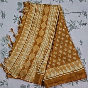 Mustard And White Brand New Dupatta