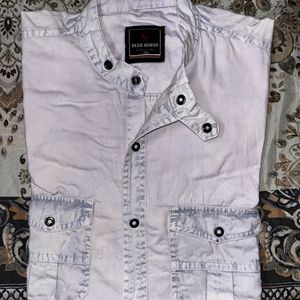 White And Blue Cotton Shirt