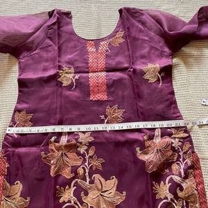 Embroidered Net Kurta