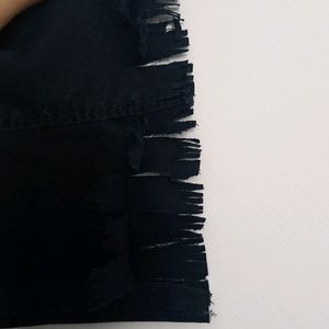 Black Jeans With DIY Frill On Cuff | Price: 180 Coins/ 80 Rupees | NO Pockets , Slightly Torn On Button Area |  Checkout My Profile For More