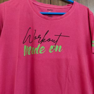 Regular Fit Gym Wear Pink T Shirt