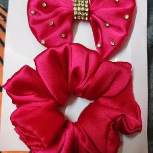 Scrunchie with Bow Hair Clip