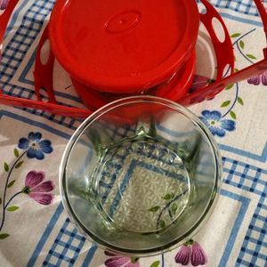 Set Of 2 Glass Jars With Lid And Stand