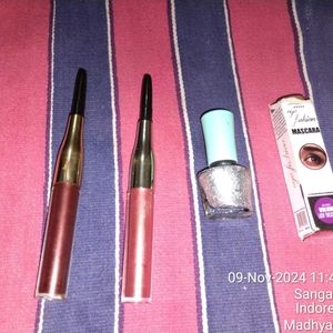 Combo Makeup Pack: Lipsticks, Nail Polish, mascara