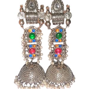 Regal Elegance: Silver Oxidized Jhumka Earrings