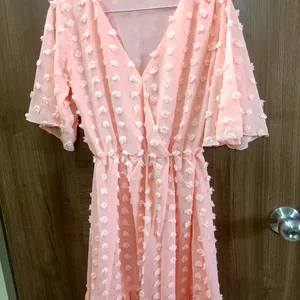 Preety Peach One Piece Dress Size M To L.