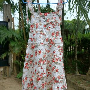 White Floral Overall Dress